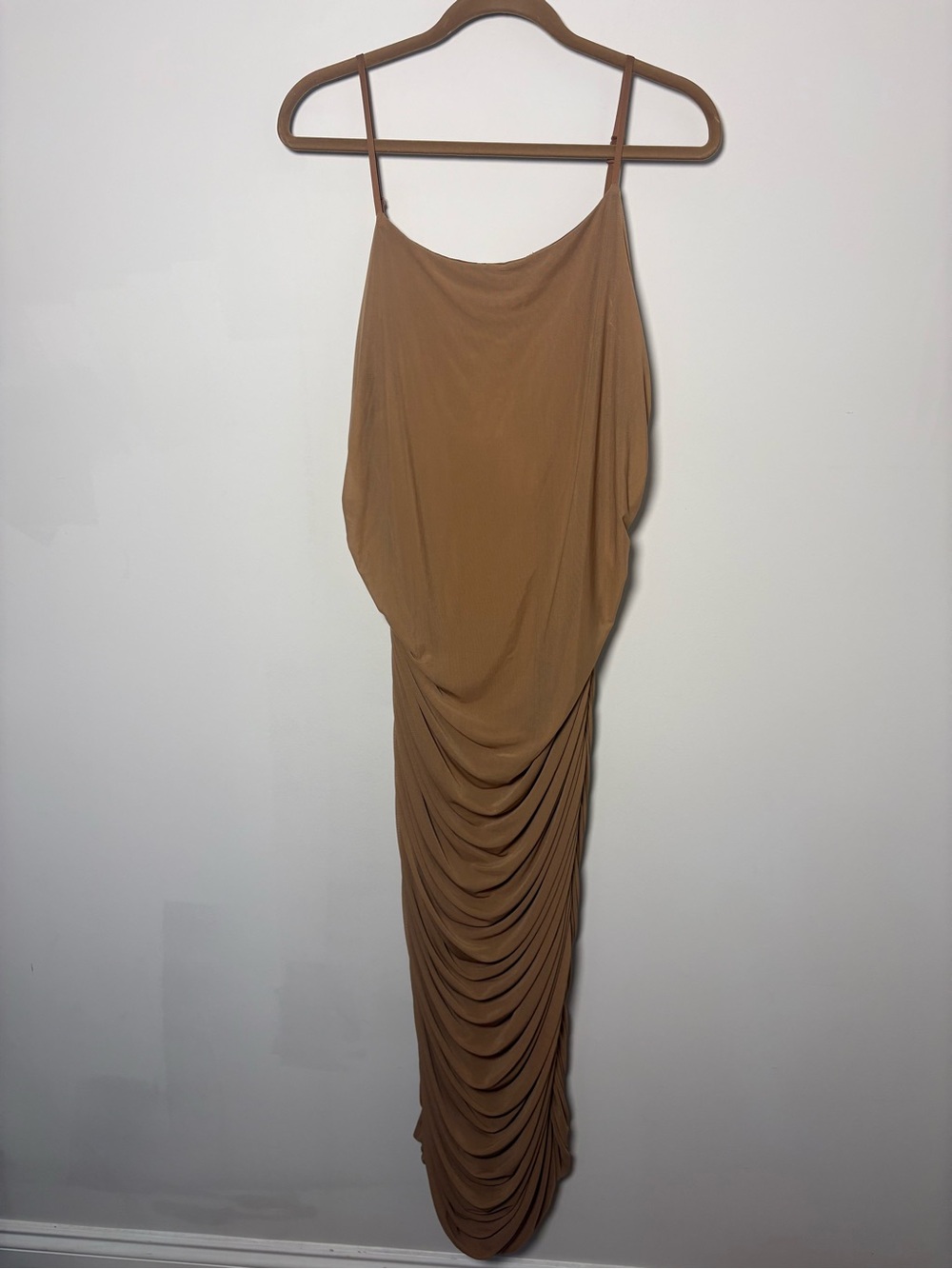 Forever 21 Tan Brown Draped Spaghetti-Strap Maxi Dress
